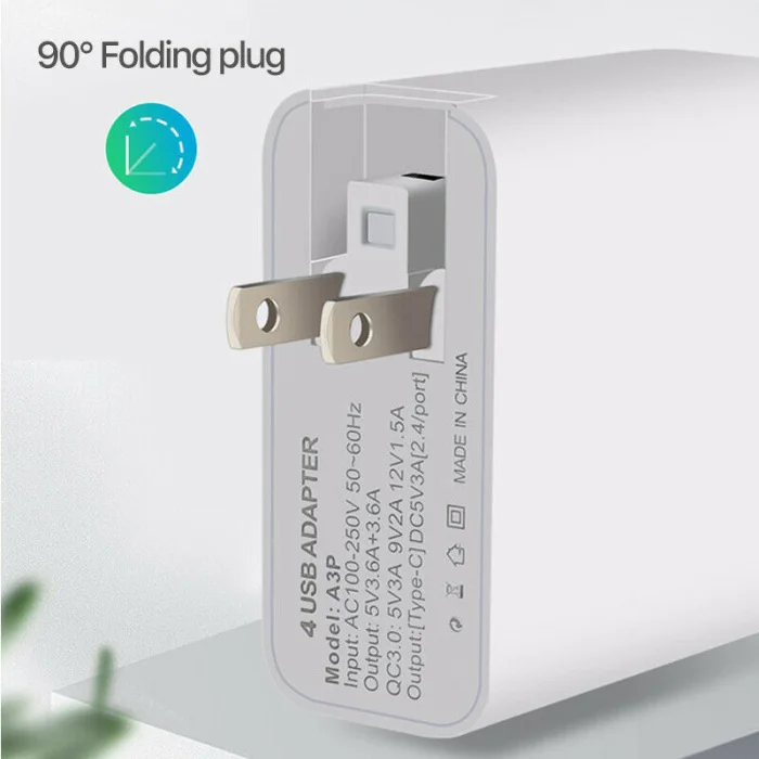 Настенное зарядное устройство адаптер 4 порта type C USB зарядное устройство адаптер Быстрая зарядка для домашнего офиса_ WK