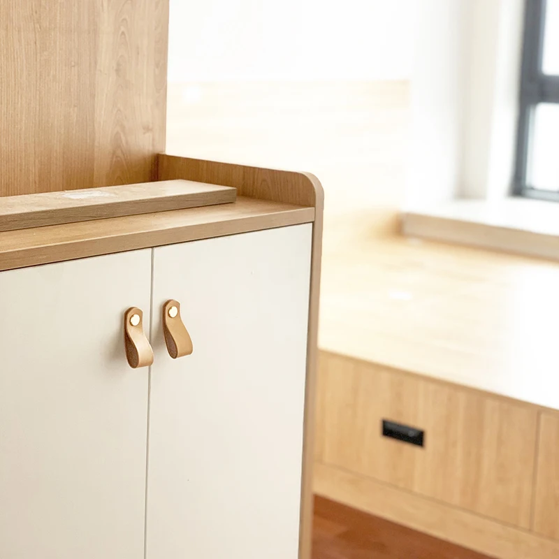 Nordic Cowhide Furniture Handles Wardrobe Drawer Door Kitchen Cabinet