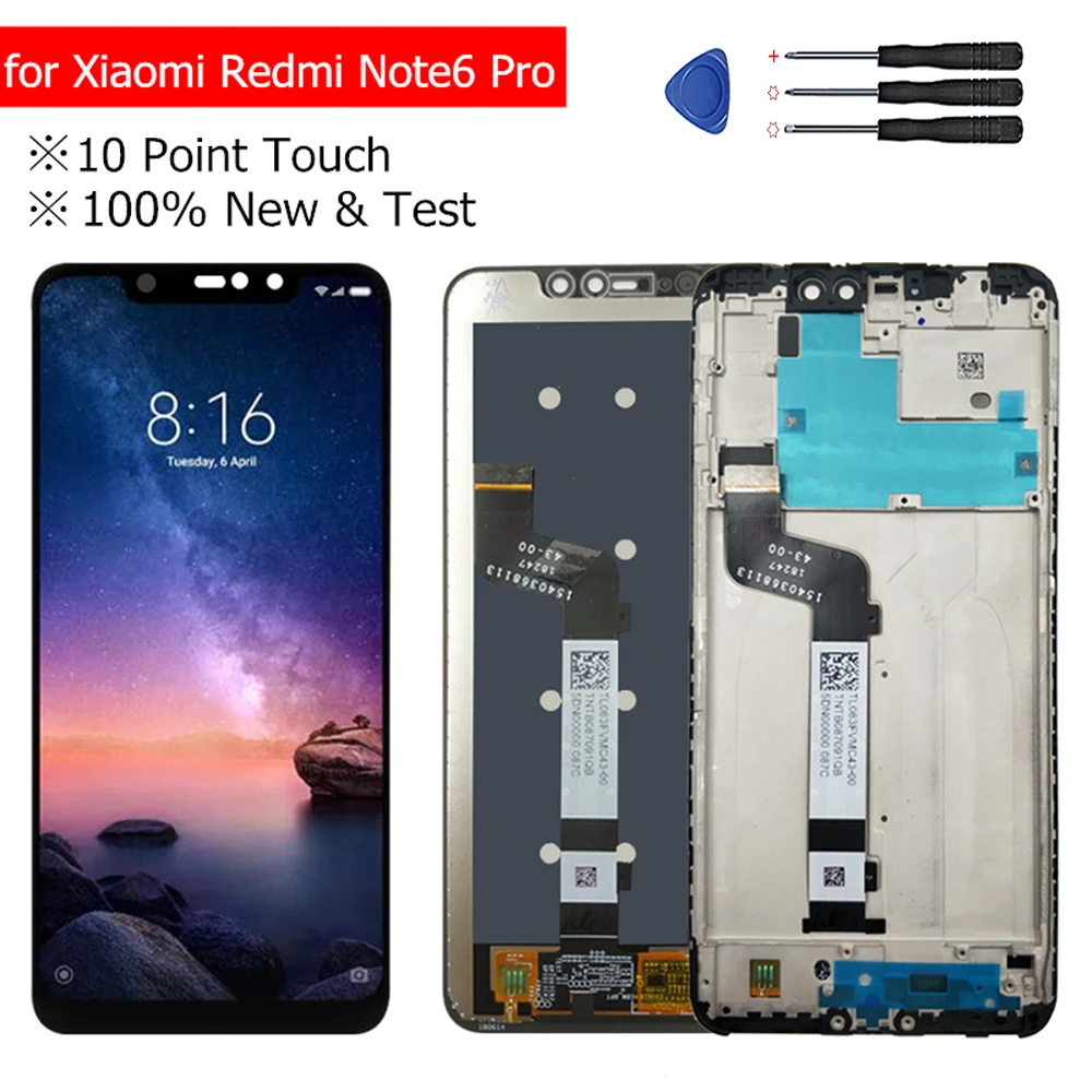 Новый для Xiaomi Redmi Note 6 Pro ЖК дисплей с рамкой сенсорный экран дигитайзер Note6 сборка