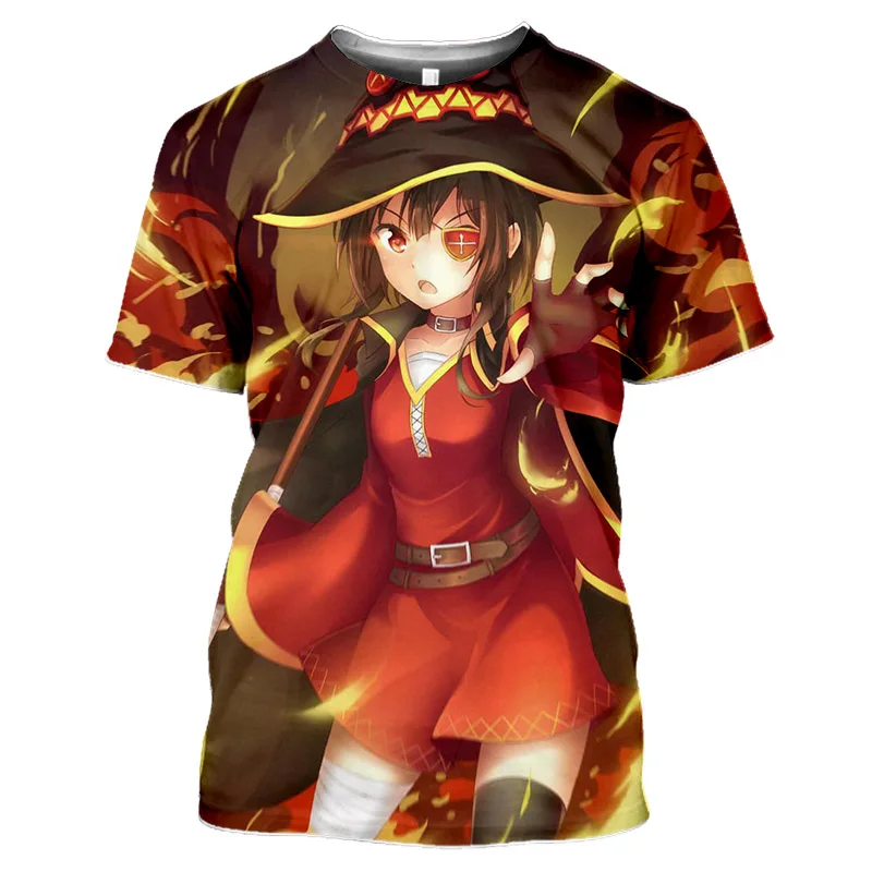 Аниме Konosuba футболка Kawaii футболки с 3D принтом унисекс Megumin Косплей хипстер