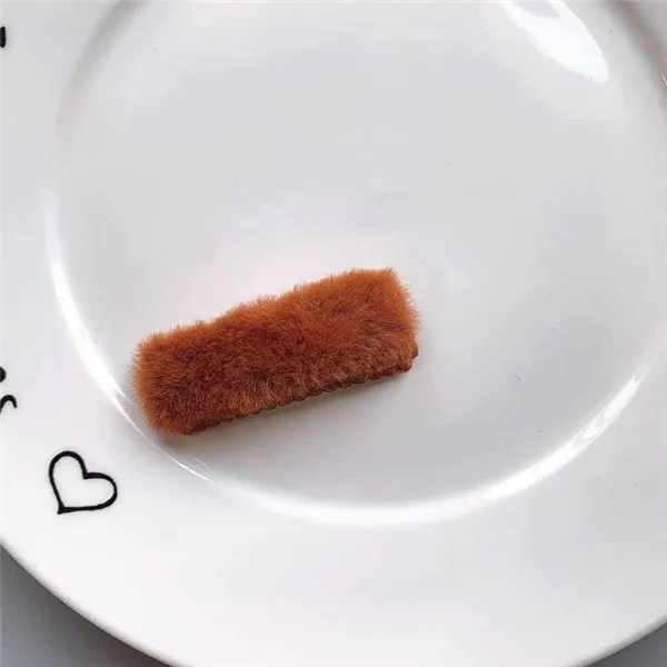 brick red 10 шт./партия, многоцветная шерсть, BB клип, имитация кроличьего меха, милая заколка для волос, модные заколки, милые аксессуары для волос - Цвет: brick red