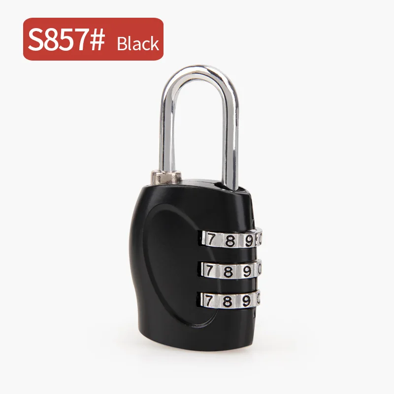 S857 black Аксессуары для чемоданов безопасный код блокировки Противоугонный кодовый замок для путешествий Комбинация Безопасный сплав цинка материал авиационный ящик замок - Цвет: S857 black