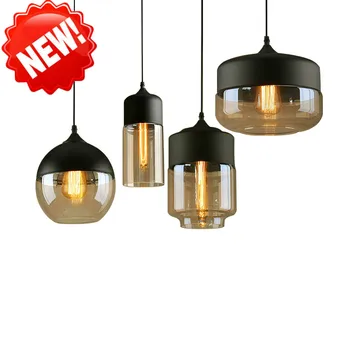 

LED Nordic Loft Hanging Glass Pendant Lamp Fixtures E27 Industrial Pendant Lights For Kitchen Restaurant Bar Living Room Bedroom