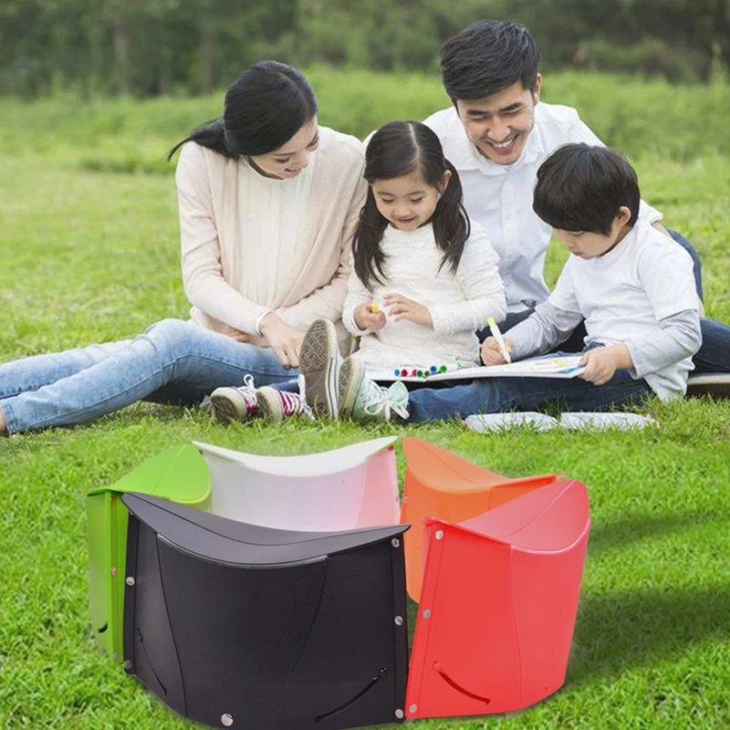  4 Pcs Portable Folding Stool Multifunctional Folding Chair Creative Design Outdoor Camping Travel C