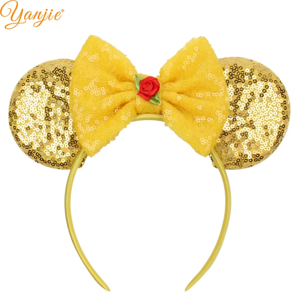 New Classical Mouse Ears Headband For Women Girls Festival Party Princess Hairband Kids Sequin Bow Female Cute Hair Accessories hair barrettes for adults