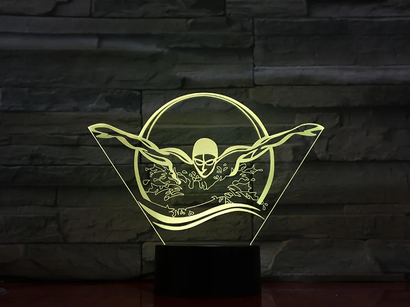 3D Lamp Sport The Butterfly Swimming Most Interesting Present for Infant Atmosphere Touch Sensor Led Night Light Lamp Hologram