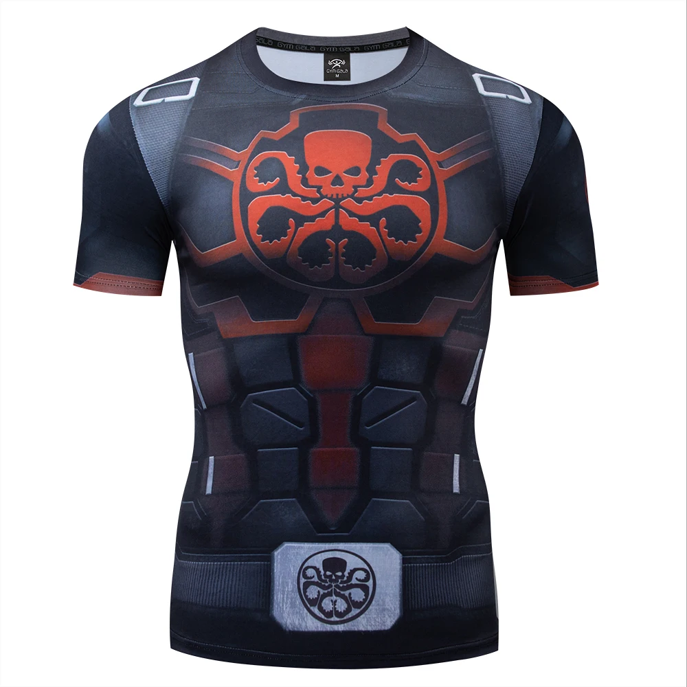New Marvel Captain America Superman Compression Shirt 3D Printed T-Shirt Men T shirt Short Sleeve Halloween Cosplay Costume Tops
