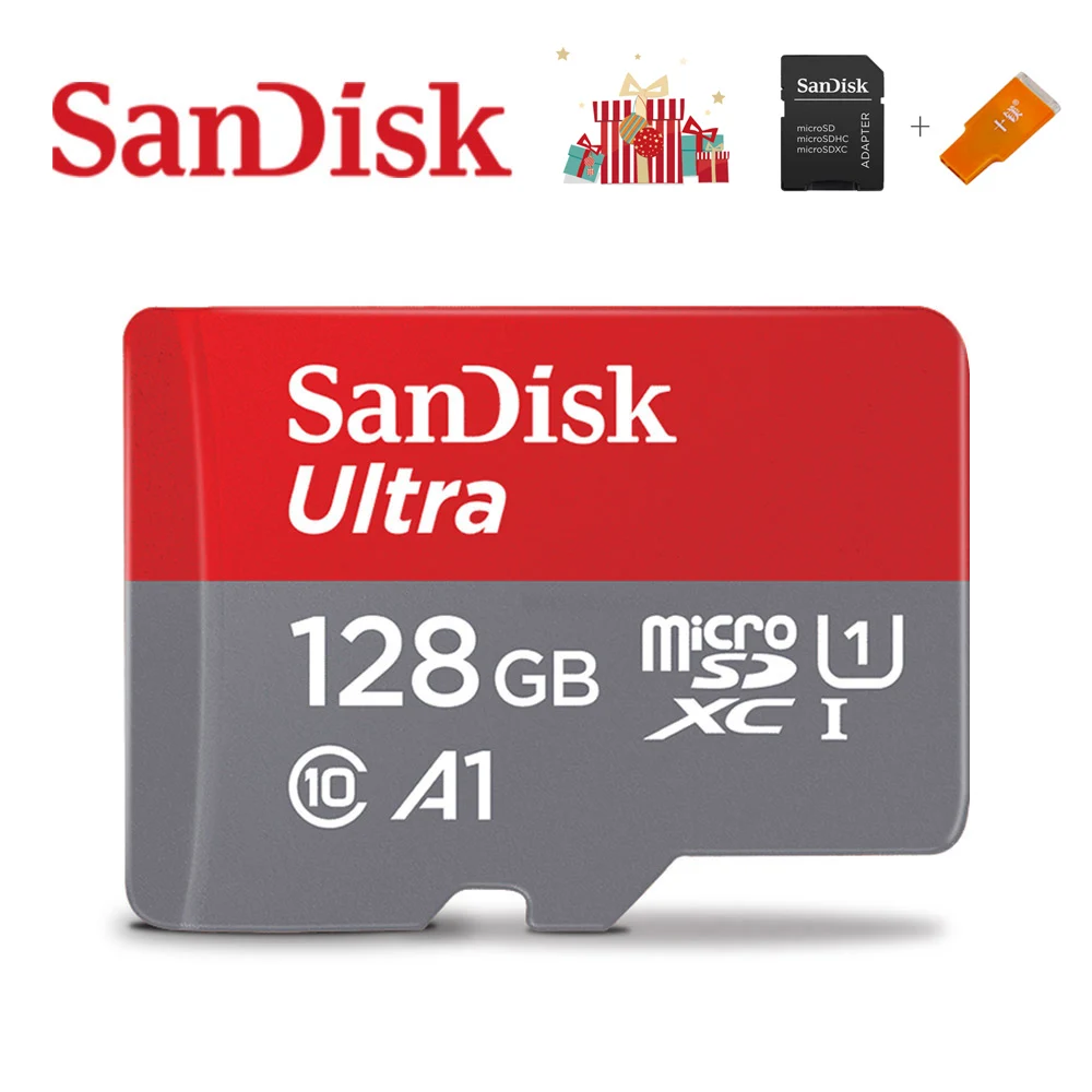 Карта памяти SanDisk A1, 200 ГБ, 128 ГБ, 64 ГБ, 98 МБ/с./с, 32 ГБ, Micro sd карта, класс 10, UHS-1, флеш-карта, память Microsd, TF/sd карта s для планшета - Емкость: SD-QUNC-128G-KT