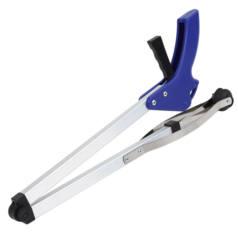 Blue Foldable Pick Up Reaching Claw Long Arm Gripper Helping Hand Tool
