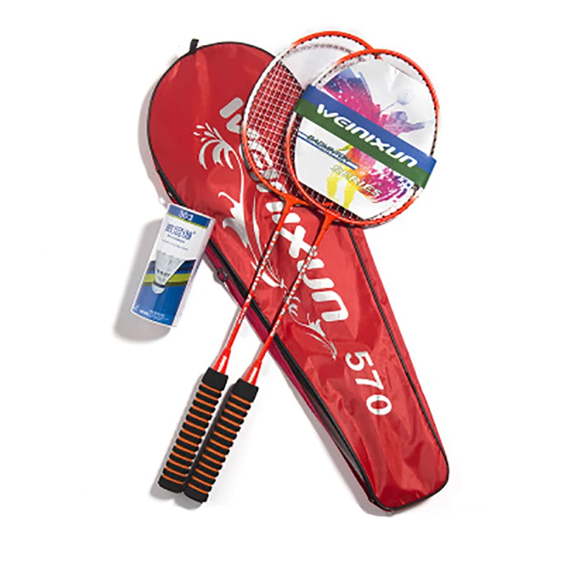 

2Pcs/Set Badminton Racket Training Sport Equipment with Grips and Bag Portable Durable ultra Light Racquet