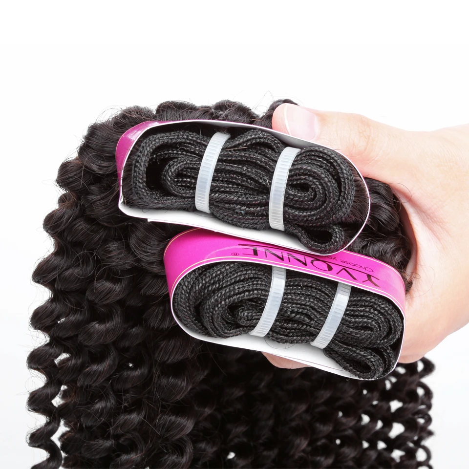 YVONNE Kinky Curly Virgin Brazilian Hair Weave 4A 4B Unprocessed Human Hair Bundles Natural Color 5