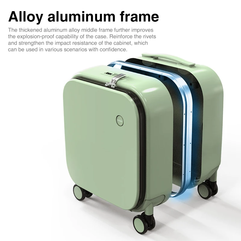 Mixi New Patent Design Carry On Suitcase Women 18 Inch Rolling Luggage Men Polycarbonate Aluminum Frame