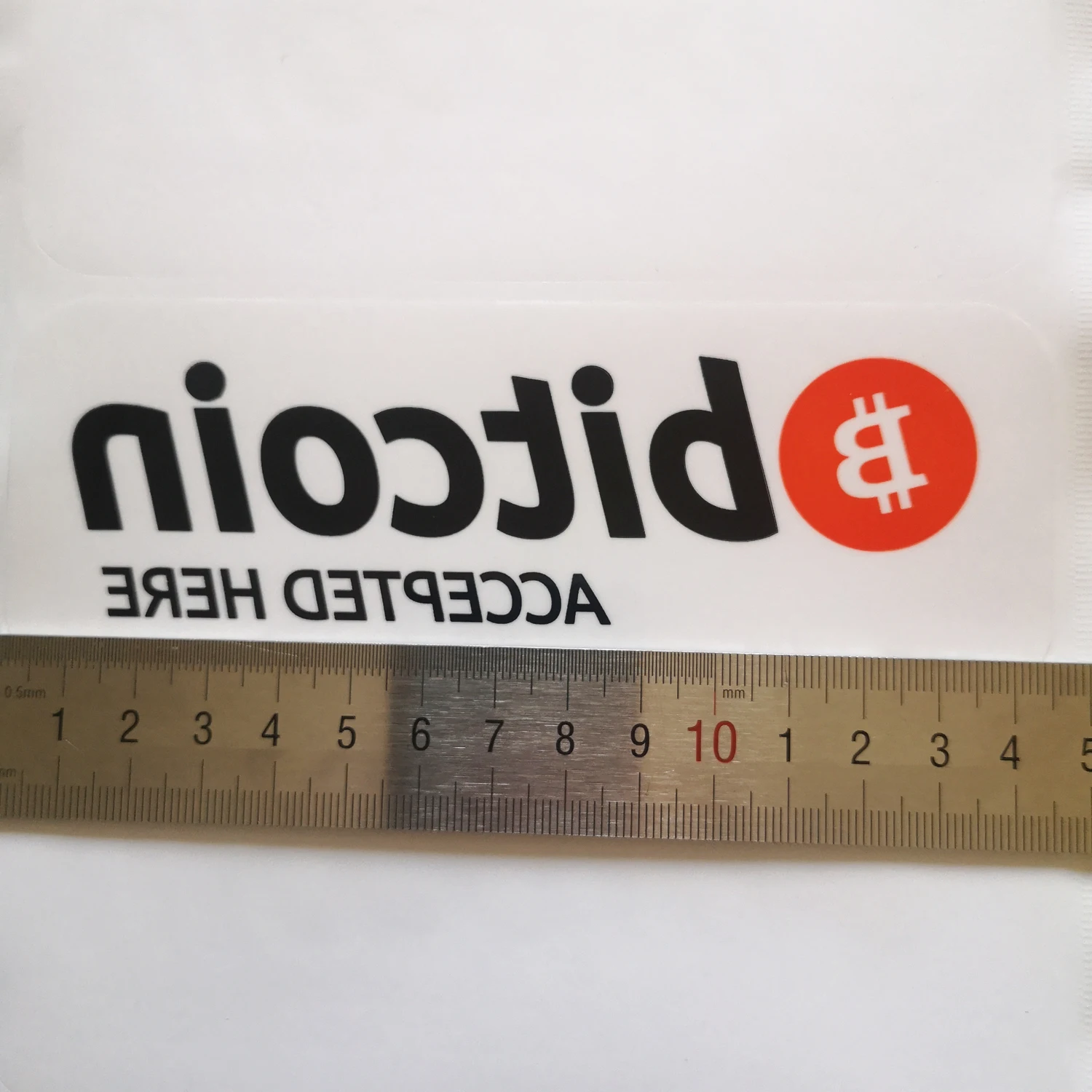 10pcs 14.5x5.5cm BITCOIN ACCEPTED HERE Vitrine Casement Window Sticker  Glass Inside Label for Store Collection Instruction - AliExpress