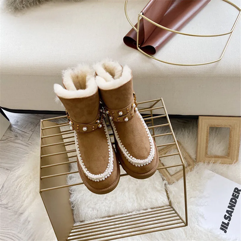 Botas Mujer; женские ботинки; зимняя обувь с жемчугом; chaussures femme; плюшевые женские ботильоны; женская обувь без застежки с бахромой; scarpe donna; с пряжкой