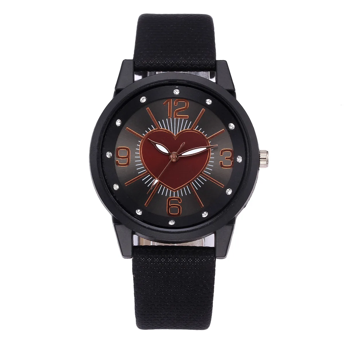 black red 100 шт./лот gescar 8579 блестящее сердце черный ремень кожаные кварцевые часы повседневные женские наручные часы оптом часы для девушки - Цвет: black red
