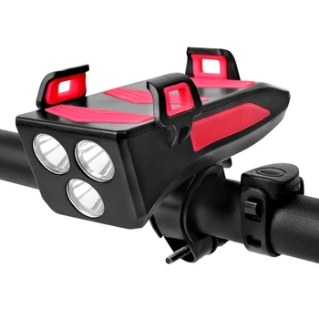 

LED 4 in 1 Waterproof Bicycle Front Light with Bike Horn Phone Holder Powerbank Cycling NK-Shopping