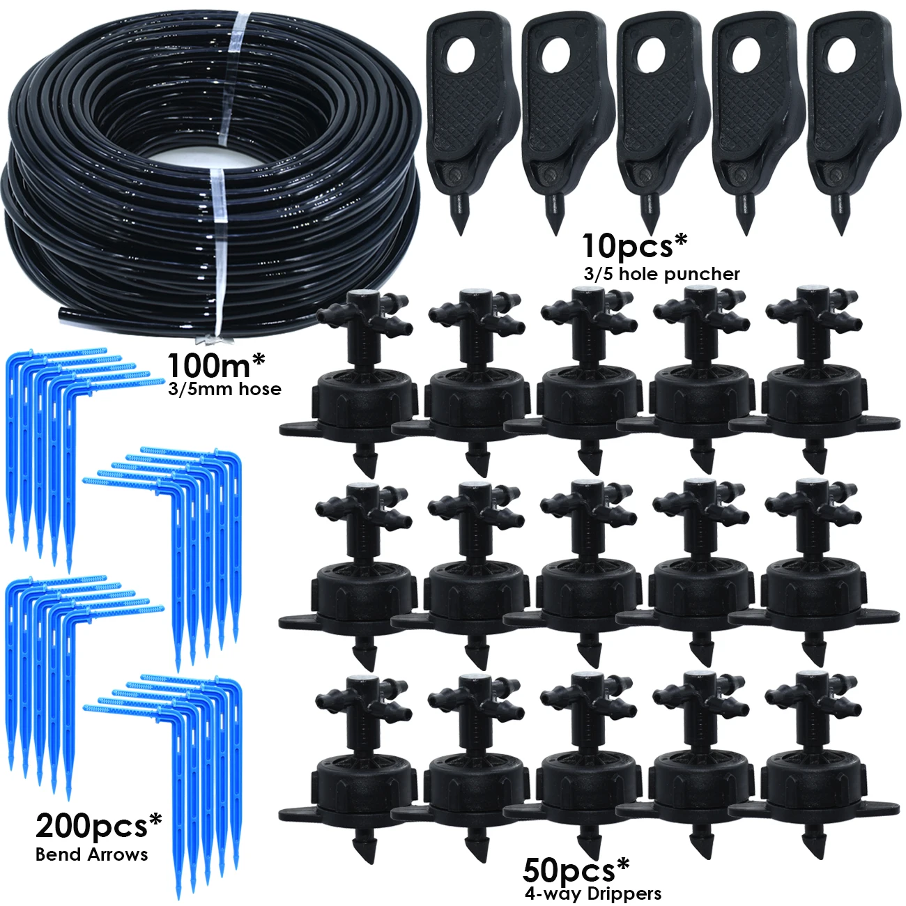 KESLA 5M-100M 4L 8L Pressure Compensation Emitter Watering Kit for Agriculture Greenhouse Drop Drip Irrigation System w Puncher