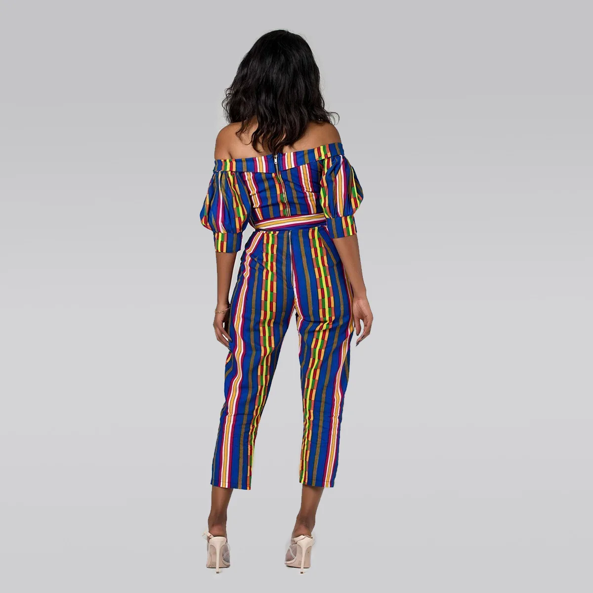 african fashion style New Summer African Printing Jumpsuit For Women Fashion Lantern Sleeves Off Shoulder Ankara Style Trousers Casual Lady Jumpsuit african outfits