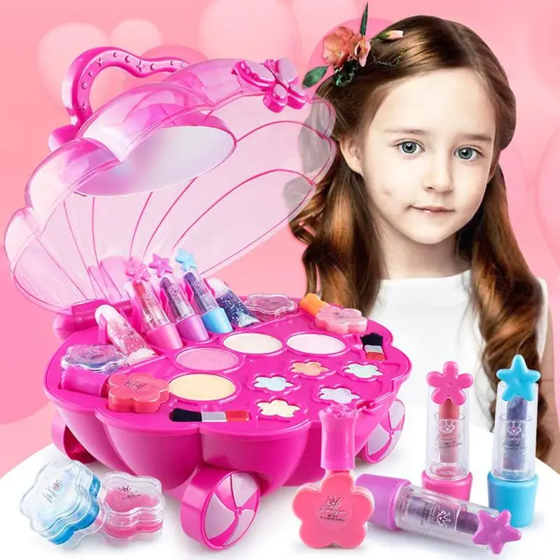 

Pretty Princess Pumpkin Car Makeup Toys Multifunctional Portable Beauty Box Girls Play House Cosmetic Gift Set Toy
