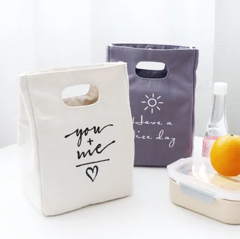 

Canvas Lunch Bags Women Portable Functional Canvas Stripe Insulated Thermal Food Picnic Kids Cooler Lunch Box Bag Tote