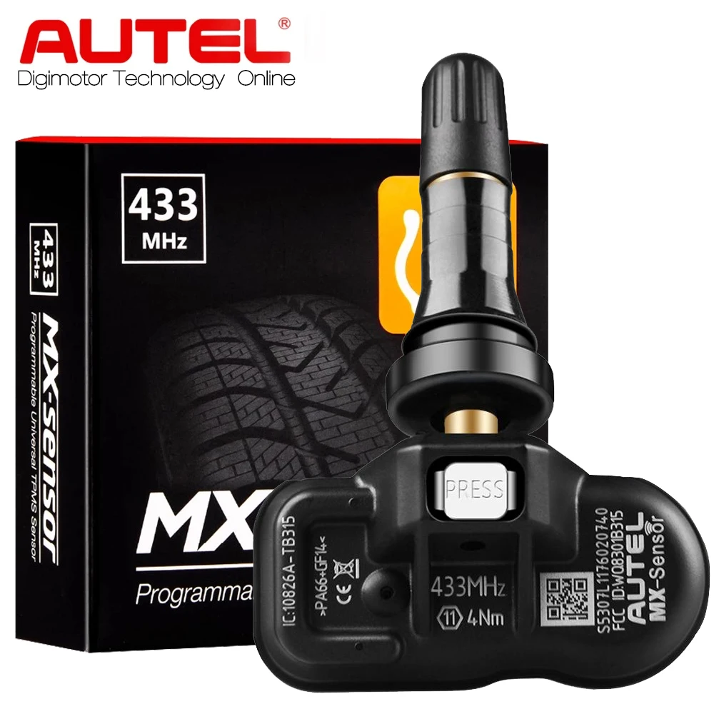 Autel 433mhz Sensor Mxsensor, Car Universal Tpms Tire Pressure Rubber Sensor Programmable