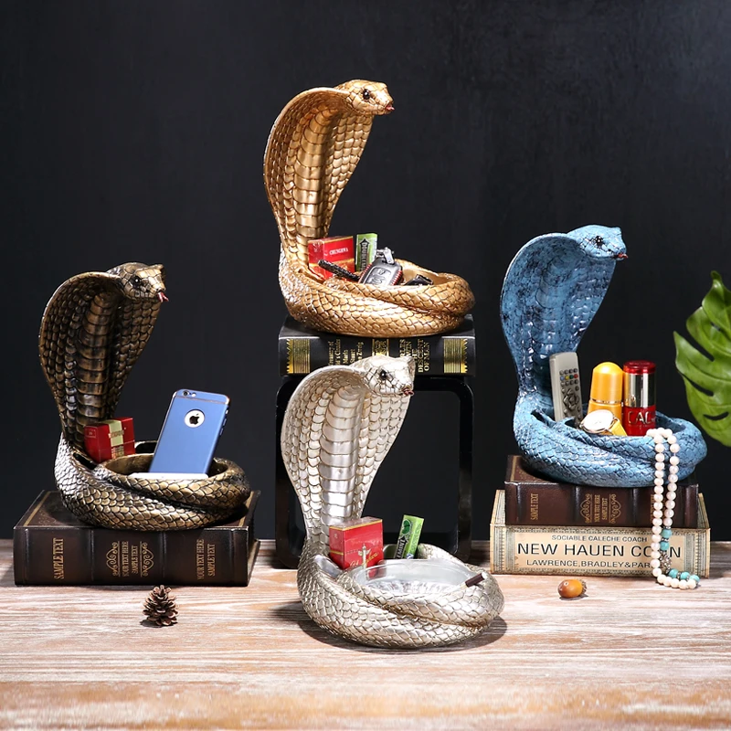 

European Resin Snake Ashtray Key Storage Ornaments Home Livingroom Figurines Crafts Coffee Table Bar KTV Furnishing Decoration