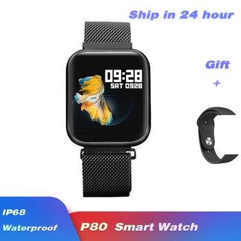 

P80 Smartwatch Full touch IP68 Waterproof Sport Watch men women Heart Rate Blood Pressure Monitor Reminder Band PK B57 P90 T80