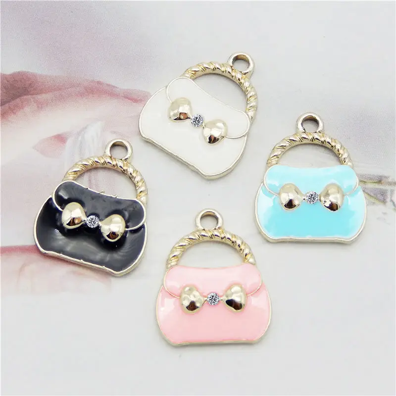Julie Wang 8PCS Enamel Purse Charms Mixed Colors Rhinestone Handbag Alloy Women Bag Pendant Jewelry Making Accessory | Украшения и