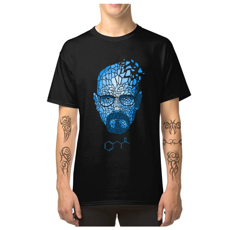 Heisenberg_Blue_-_Breaking_Bad_3256 Short Sleeve T Shirt Round Collar Pure Cotton Men T-shirts Cool Tops T Shirt Family Heisenberg_Blue_-_Breaking_Bad_3256 black
