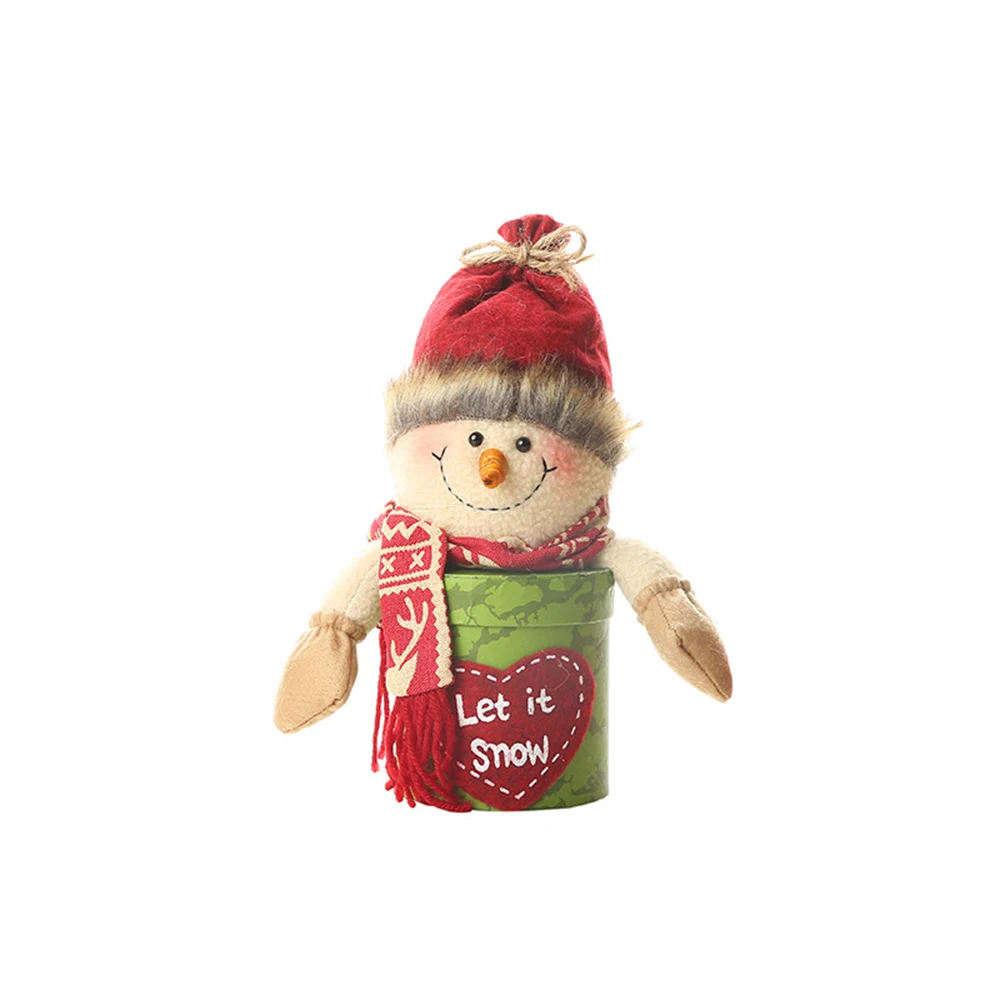Рождественская кожаная банка для конфет Санта Клаус Снеговик Лось кукла Яблоко коробка для хранения банки подарки держатель украшения год - Цвет: ZHGZ14915