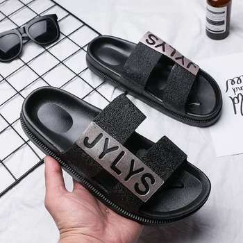 

2020 New Casual Shoes Men Big Size 38-45 Man Soft Slippers Anti Slip Men Summer Slippers Luxury Brand Men Flats Slippers Black