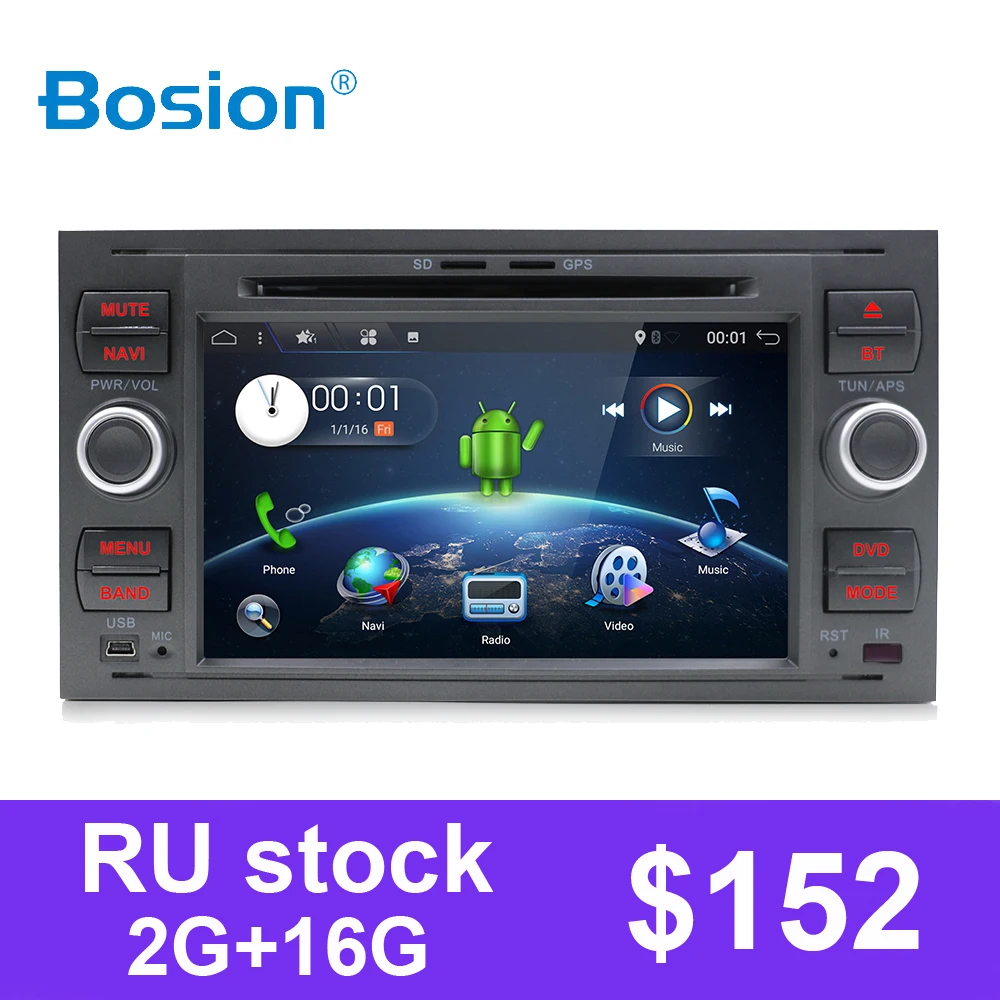 

Bosion 2Din Android Quad 4 Core Car DVD Player for Ford connect S-Max C-max Kuga Fusion Transit Fiesta Focus II SWC BT WIFI DAB