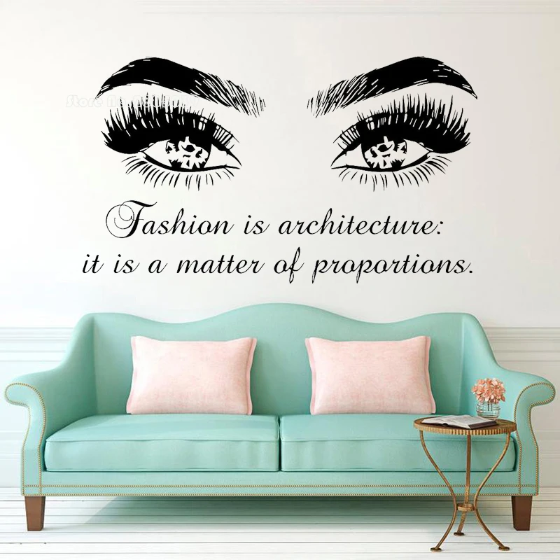 

Ресницы Наклейка на стену декор для салона красоты виниловые наклейки на стену макияж глаз модные фразы наклейки женские парикмахерские обои LL793