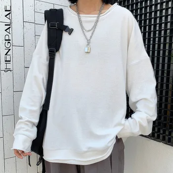 

SHENGPALAE 2020 New Autumn Fashion Casual Long Sleeve Pure Color Two-sided Pullover Top Loose All-match Sweatshirt Women SE113