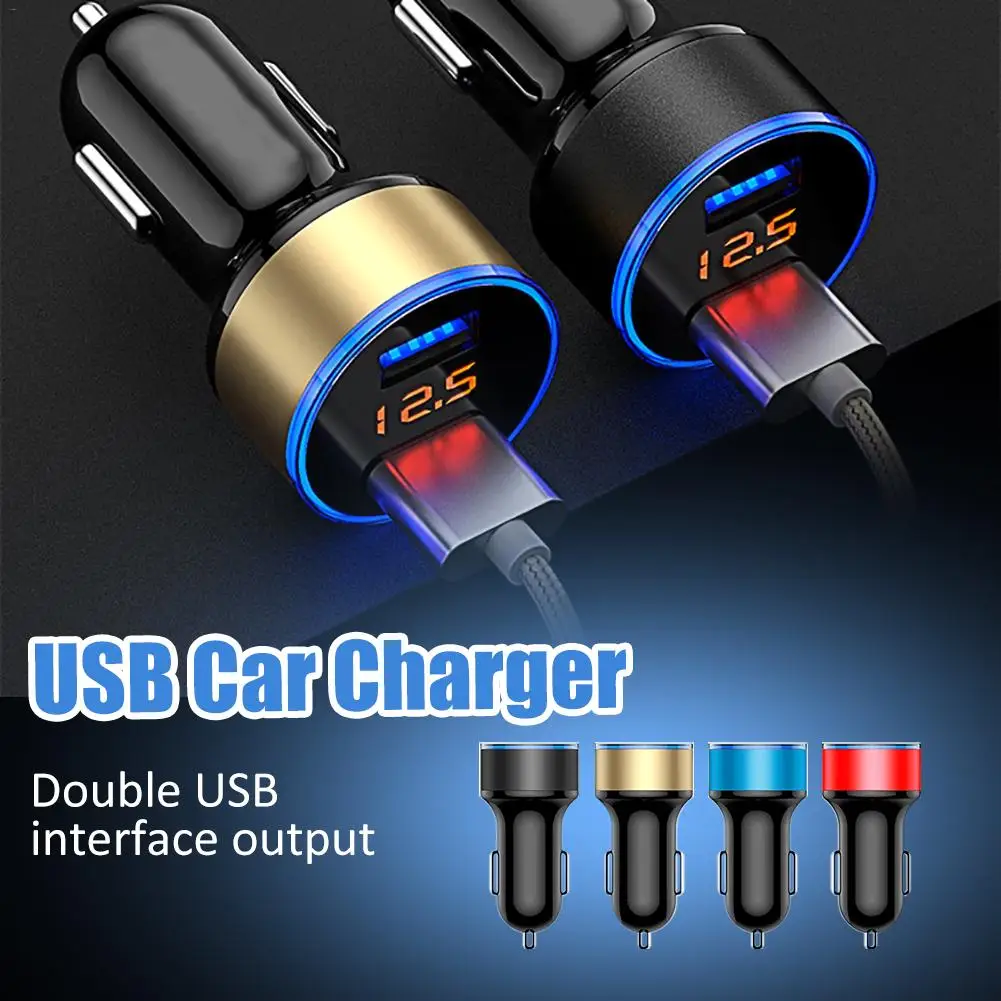 Двойной USB Автомобильное зарядное устройство цифровой Красный светодиодный дисплей Быстрая зарядка для мобильного телефона gps тахограф MP4 плеер цифровые камеры