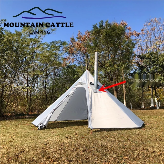 MountainCattle Tingxue 400 Patent Octagonal Wild Camping Chimney Firewood  Pyramid Tent - AliExpress