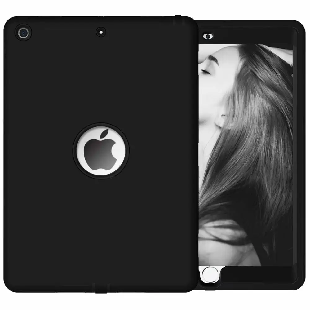 360 Полный бронированный чехол для планшета для нового iPad 7-го поколения Coque PC Бампер противоударный чехол для iPad 10,2 чехол противоударный - Цвет: black