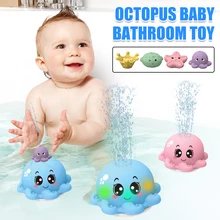 Lampe de bain à jet d'eau pour bébé, lumière clignotante, mignon, pieuvre, jouet à réaction d'eau, jouets de bain comme cadeau du nouvel an