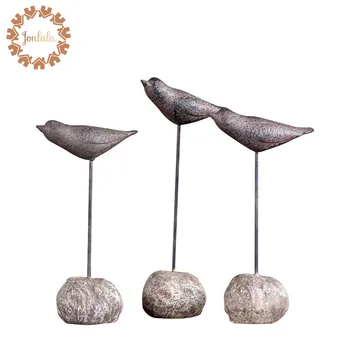 

3 PCS/SET Stone Seabirds Retro Ornaments Sea Bird Decor American Country Home Accessories Living Room Ornaments Resin Crafts