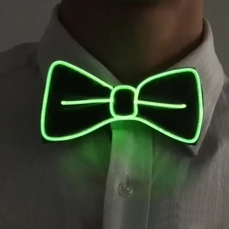 Fluorescence Green Мужской светодиодный галстук на проволоке галстук-бабочка мигающий светильник El Wire галстук-бабочка светодиодный мужской светильник s галстук-бабочка свадебные светящиеся вечерние поставка Лидер продаж - Цвет: Fluorescence Green