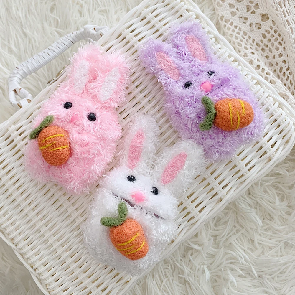 AZiMiYO Cute Fluffy Bluetooth Earphone Case for AirPods Cover Plush Bunny Plush Protective Cover for Apple Air Pods Case