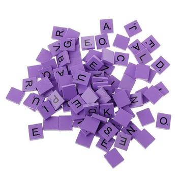 

100pcs Colored Wooden Scrabble Tiles Complete Set Color Crafts Pendant Spelling Alphabet M09