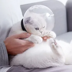 Pet Hood Safety Breathable Bath Cover Pet Space Hood for Cat Transparent Cat Headgear Circle