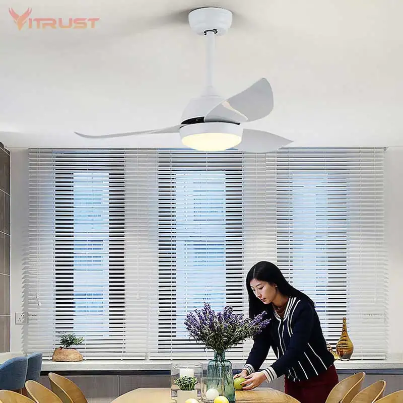 Ventilador de techo con luz y mando a distancia para comedor, lámpara de  36/46 pulgadas, color blanco y negro, estilo nórdico, creativo - AliExpress