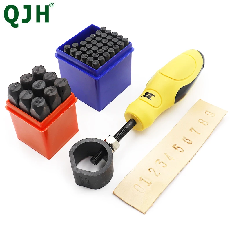 

English Letters Numbers Stamping Punch Steel Mold Tool Metal Digital Punch Stamp Pressing Kit Stamp Percussion Safety Handle
