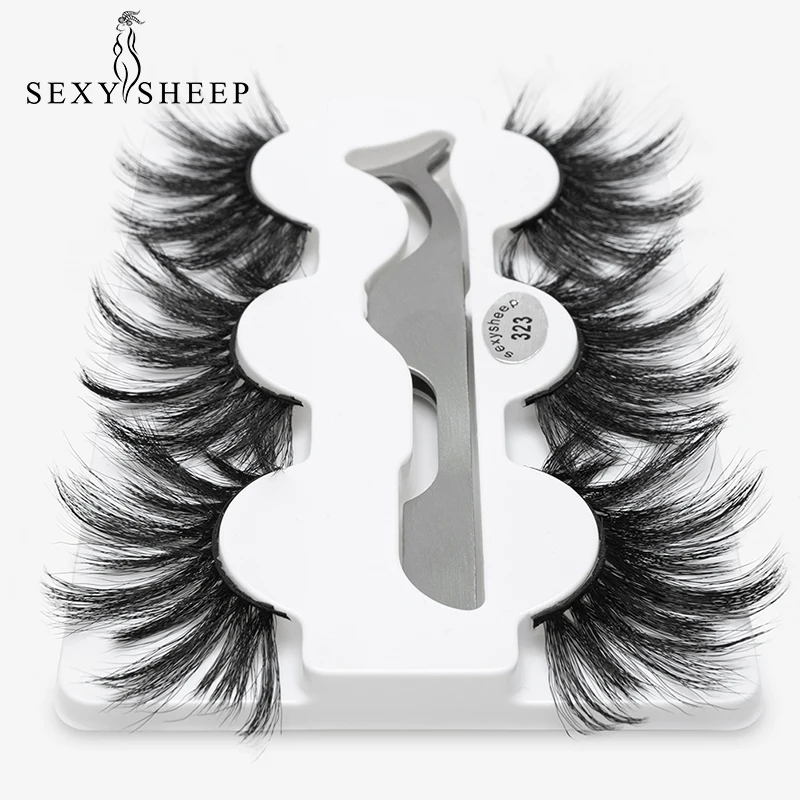 SEXYSHEEP 3 пары 25 мм 8D норковые ресницы натуральные длинные для завивки накладных