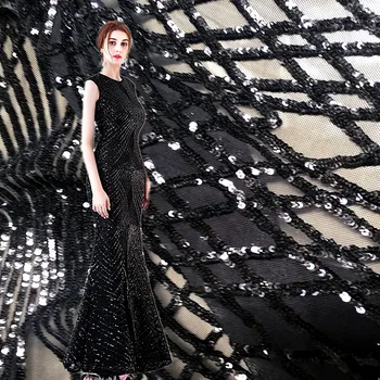 

Four Sides Stretch Rhombus Lattice Sequin Mesh Gauze Embroidery Clothing Fabric