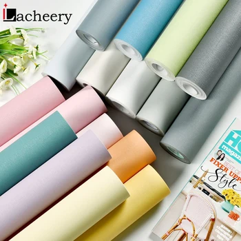 

Solid Color Self Adhesive Vinyl Wallpaper Living Room Kitchen Cabinet Furniture Sticker Waterproof Contact Paper Room Decor Film
