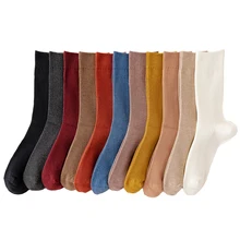 5 Pairs/Lot Socks For Women High Quality Solid Color 95% Cotton Soft Breathable Women Long Socks Casual Autumn New Fashion Socks