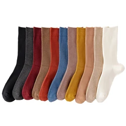 5 Pairs/Lot Socks For Women High Quality Solid Color 95% Cotton Soft Breathable Women Long Socks Casual Autumn New Fashion Socks